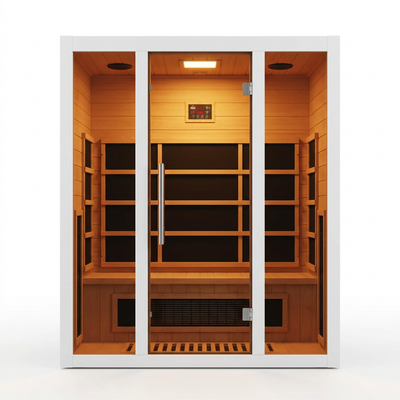 Infrared Sauna Built for Home Wellness, 2 Person Hemlock Wood, Low EMF Carbon Heaters, LED Bluetooth