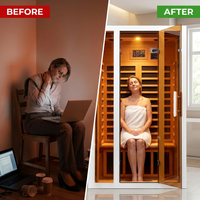 2 Person Extendable FAR Infrared Sauna for Home, Hemlock Wood Low EMF 6 Carbon Heaters Indoor Saunas with LED Lights, Bluetooth Speaker, Digital Control Panel, and Seating Bench — Before & After