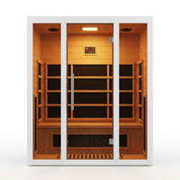 2 Person Extendable FAR Infrared Sauna for Home, Hemlock Wood Low EMF 6 Carbon Heaters Indoor Saunas with LED Lights, Bluetooth Speaker, Digital Control Panel, and Seating Bench — Studio Shot