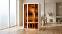 2 Person Extendable FAR Infrared Sauna for Home, Hemlock Wood Low EMF 6 Carbon Heaters Indoor Saunas with LED Lights, Bluetooth Speaker, Digital Control Panel, and Seating Bench — Lifestyle