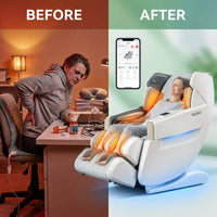 4D Full Body Massage Chair Zero Gravity Shiatsu Recliner,Sl Track Massage Chair with Heating,Leg Auto Extension,Bluetooth,Ai Voice and APP Controller,White — Before & After
