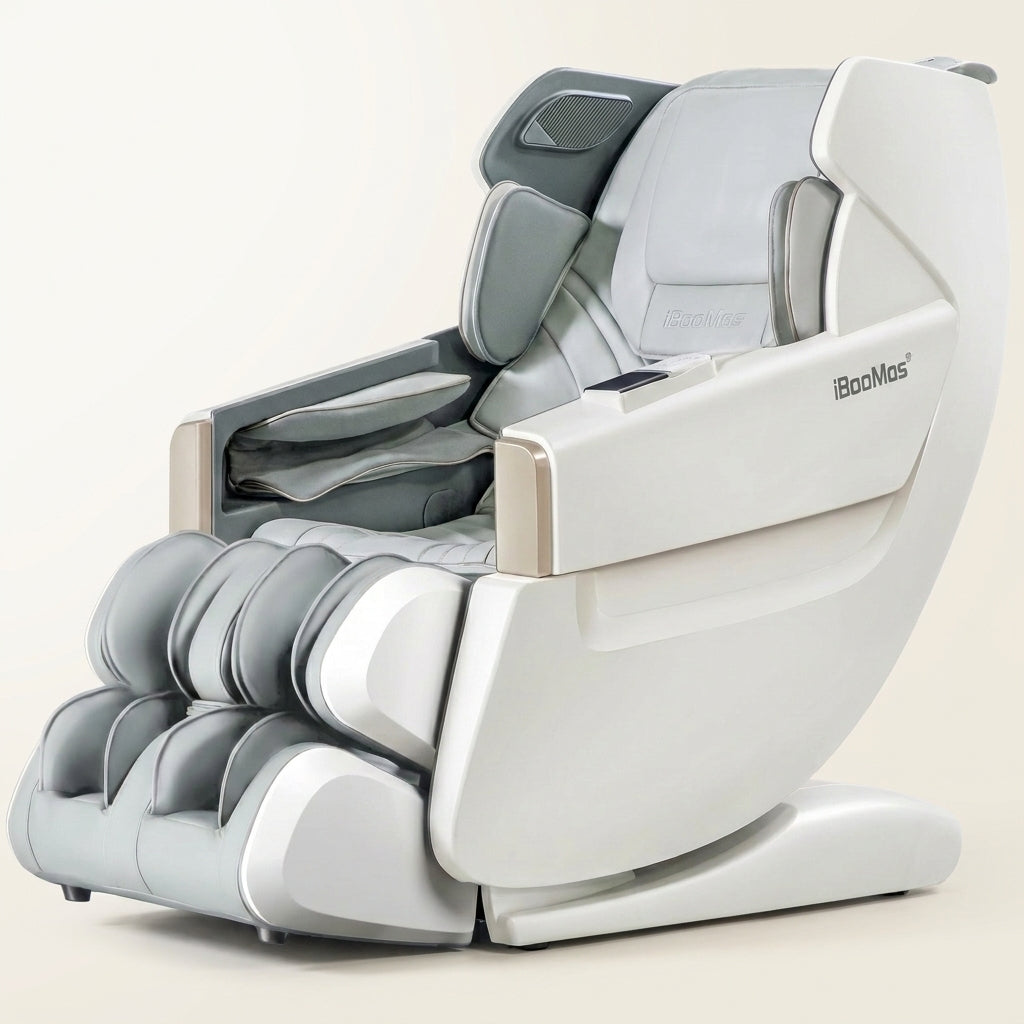 4D Full Body Massage Chair Zero Gravity Shiatsu Recliner,Sl Track Massage Chair with Heating,Leg Auto Extension,Bluetooth,Ai Voice and APP Controller,White — Studio Shot