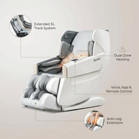 4D Full Body Massage Chair Zero Gravity Shiatsu Recliner,Sl Track Massage Chair with Heating,Leg Auto Extension,Bluetooth,Ai Voice and APP Controller,White — infographic