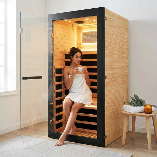Infrared Sauna Designed for Home Spa Sessions, Low EMF Far-Infrared Heating, Starry Light Ceiling, 30.7x30.7x62.2