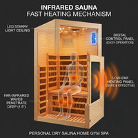 Infrared Sauna 1 Person Far Infrared Sauna Low EMF Indoor Sauna with Starry Light Ceiling Speakers Personal Dry Sauna for Home Gym Spa Fast Heating Easy Assembly 30.7X 30.7X62.2 — How It Works